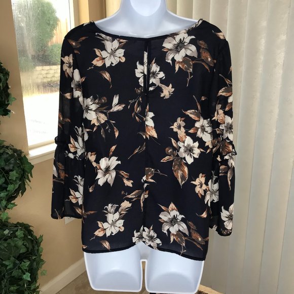 🍐Floral Blouse | Dark Navy | Medium - Picture 5 of 6